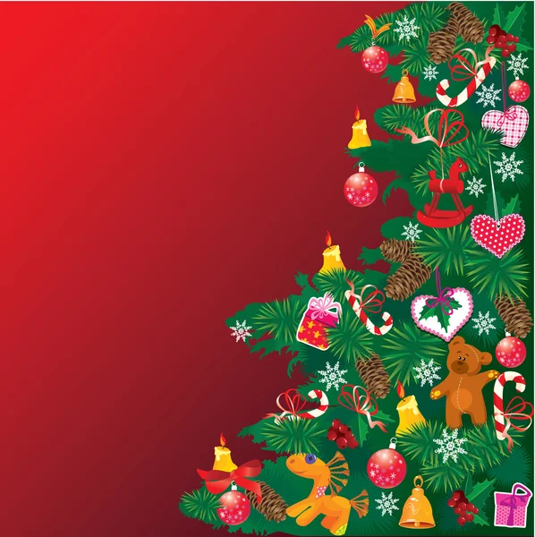 Christmas Tree With Accessories On Red Background Empty Spa Christmas Tree With Accessories On Red Background Empty Spa