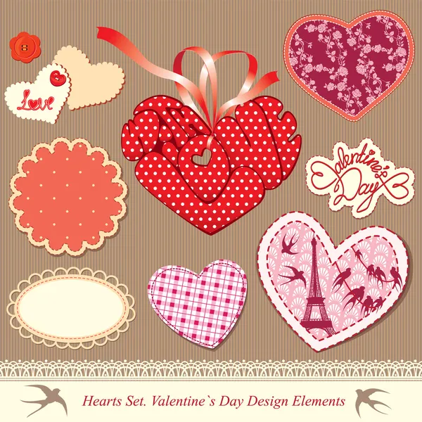 Éléments de design de la Saint-Valentin - différents coeurs — Image vectorielle