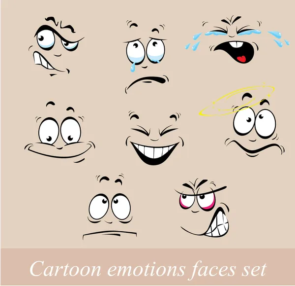 Cartoon émotions visages ensemble — Image vectorielle