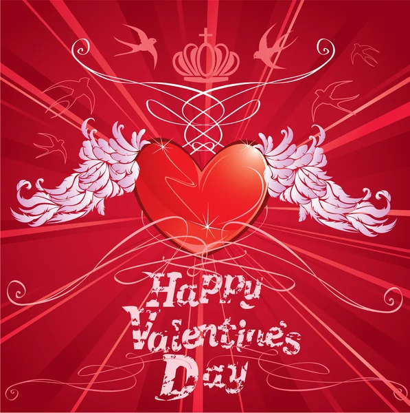 Heart and wings,abstract background for Valentine`s Day design — Stock Vector