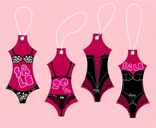 Set di biancheria intima collezione per le donne - Sexy lingerie vintage  - — Vettoriale Stock
