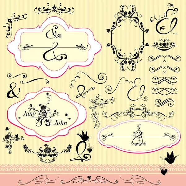 Vintage ornaments and frames, calligraphic design elements and p — Stock Vector