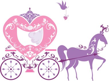 Vintage fairytale horse carriage isolated on white background clipart