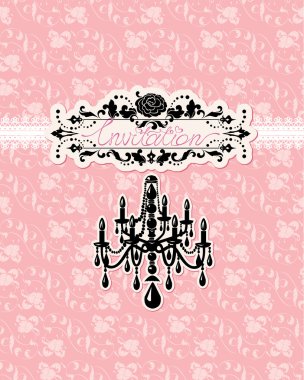 düğün davetiye ile lüks avize Pembe çiçek b
