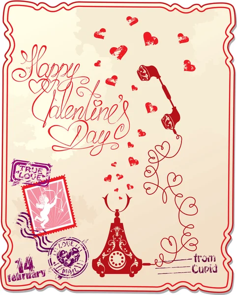 Kartka świąteczna z strony tekstu pisanego szczęśliwy Walentynki — Wektor stockowy