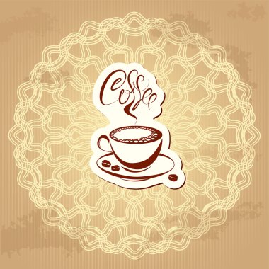 kahve etiketin üzerine daire süs antika arka plan - el dr
