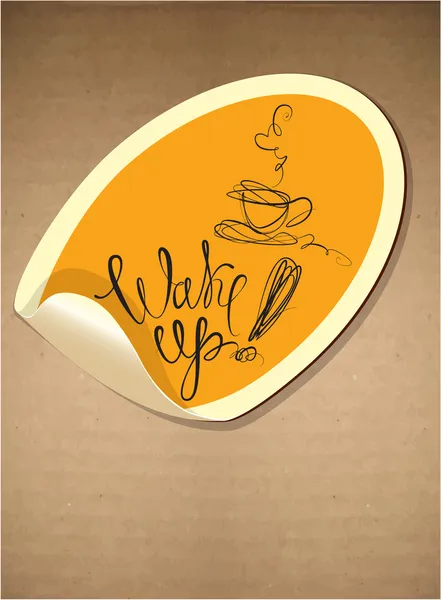 标签与咖啡杯子图标和手画书法文本-wa — 图库矢量图片