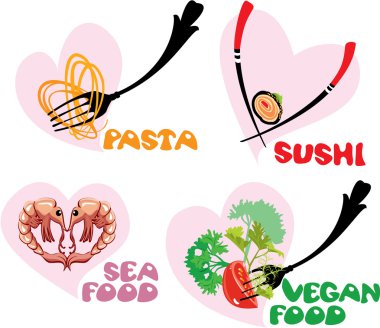 Gıda simgeler kümesi kalpler şekillerde: Japon mutfağı - Sushi, bu