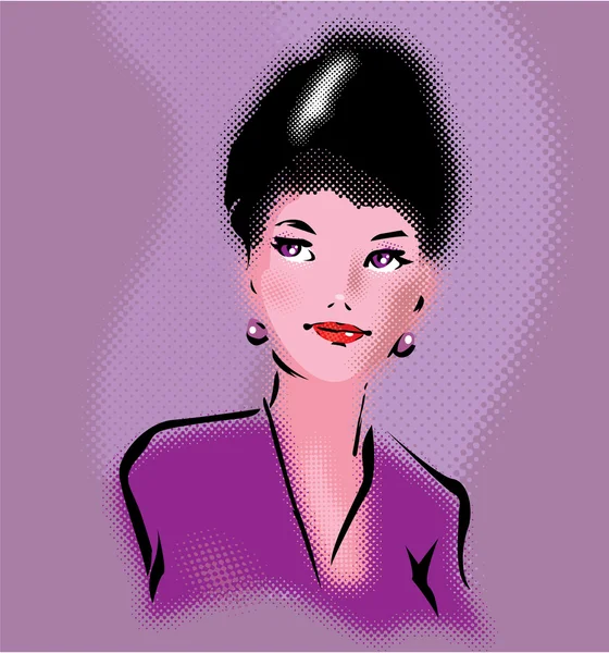 Retro elegante vrouw portret in pop art stijl — Stockvector