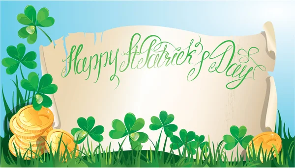 Kerstkaart met kalligrafische woorden happy st. patricks dag. OL — Stockvector