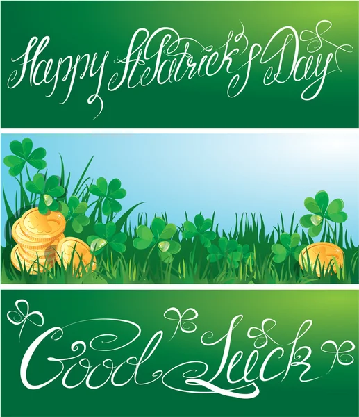 Set van 3 horizontale banners met kalligrafische woorden happy st. pa — Stockvector