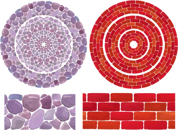 Runde Rahmen mit Stein und Backsteinhintergrund — Stockvektor