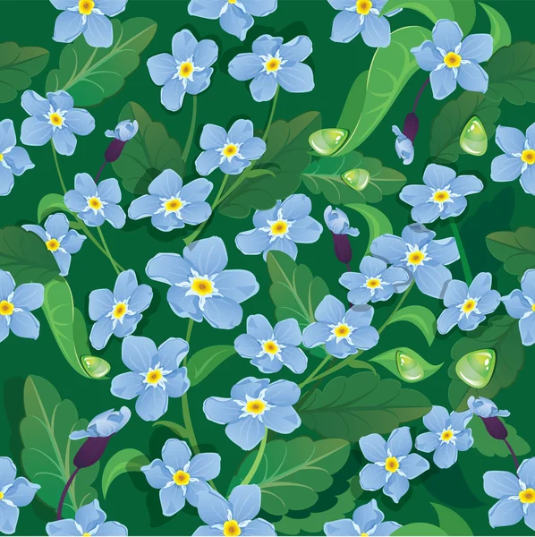 Seamless pattern with beautiful flowers - forget me not - floral — Stock Vector