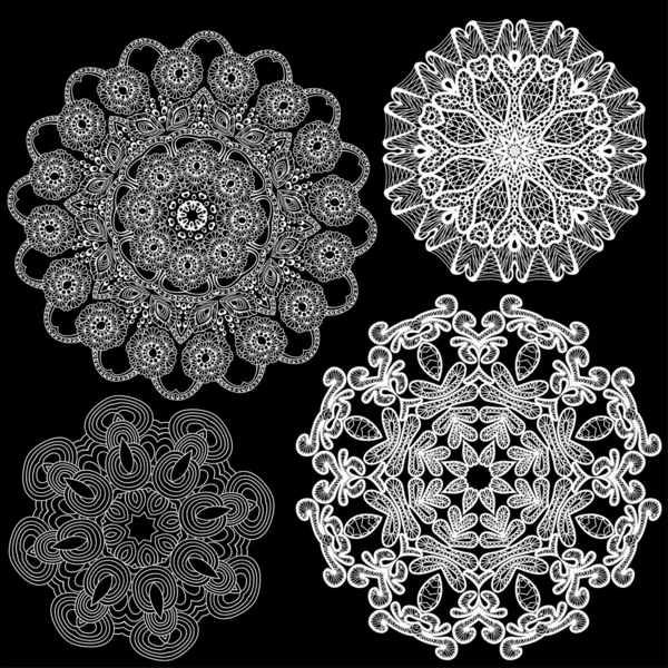 Reihe von abstrakten Kreis-Spitzenmustern. — Stockvektor