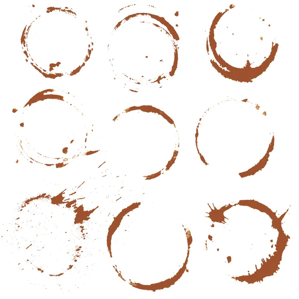 Set of  Coffee Stain, Isolated On White Background. Each one is — Stock Vector