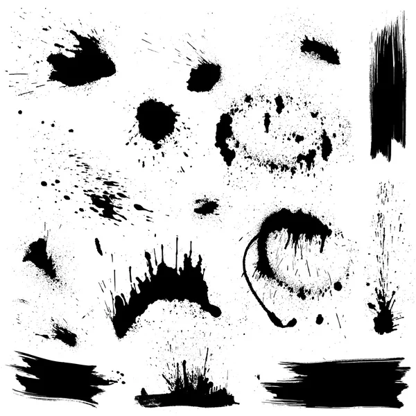 Set of black blots and ink splashes. Abstract elements for desig — Stock Vector