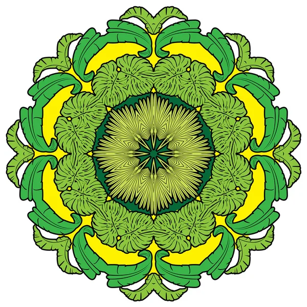 Круглий фон - декоративний квітковий візерунок з пальмовим листям. D-подібні — стоковий вектор
