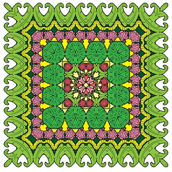 Fondo cuadrado - patrón floral ornamental con hojas de palma — Archivo Imágenes Vectoriales