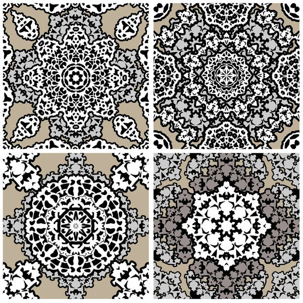 Set of squared backgrounds - ornamental seamless pattern. Design — Stock Vector