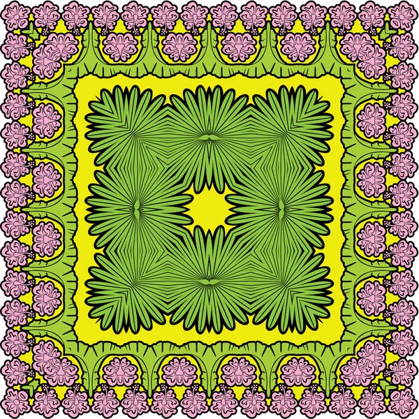 Fondo cuadrado - patrón floral ornamental con hojas de palma — Vector de stock