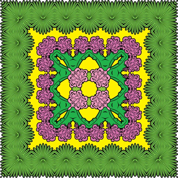 Τετράγωνο φόντο - διακοσμητικά floral μοτίβο με palm φύλλα — Διανυσματικό Αρχείο