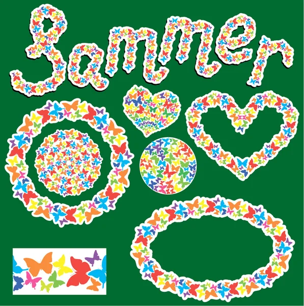 Elemente für Sommer- oder Frühjahrsdesign. Wort Sommer, rund, oval, — Stockvektor