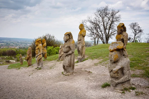 Cumans Каменные Статуи Века Курганские Стелы — стоковое фото