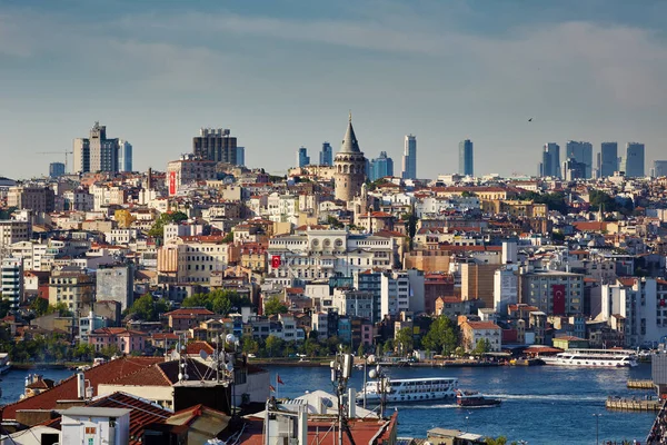 Vacker Utsikt Över Den Historiska Stadsdelen Istanbul Galatabron Och Galatatatatornet — Stockfoto