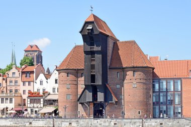 Gdansk, Polonya motlawa Nehri üzerinde Ortaçağ liman Vinci