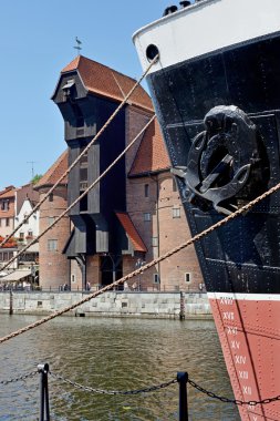 Gdansk, Polonya motlawa Nehri üzerinde Ortaçağ liman Vinci