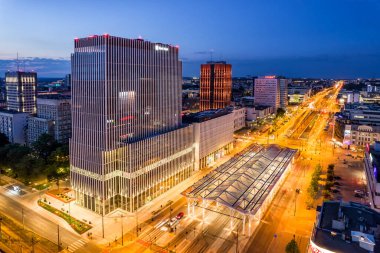 Lodz, Polonya - şehir merkezi manzaralı.