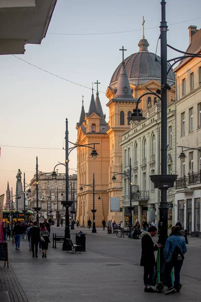 Město Lodž Polsko Pohled Náměstí Svobody — Stock fotografie