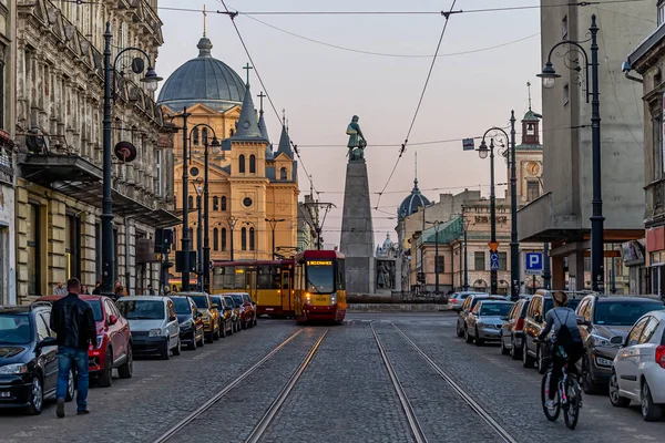 Polonya Nın Lodz Kenti Özgürlük Meydanı Manzarası — Stok fotoğraf
