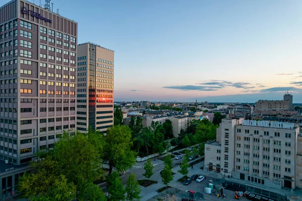 Skyskrapor Från Foreign Trade Center Staden Lodz — Stockfoto