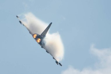 Fighter aircraft. Military plane in action.