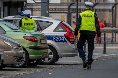 Trafik polisinin Polonya devriyesi.