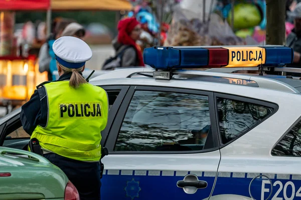 Patrulla Polaca Policía Tránsito — Foto de Stock