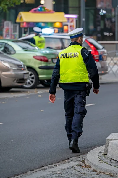 Patrulha Polaca Polícia Trânsito — Fotografia de Stock