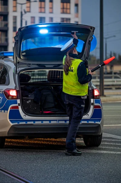 폴란드 교통경찰 순찰대 — 스톡 사진