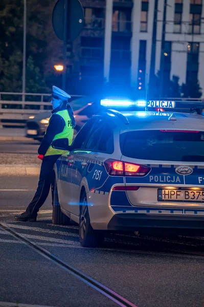 Pattuglia Polacca Della Polizia Stradale — Foto Stock