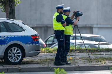 Trafik polisinin Polonya devriyesi.