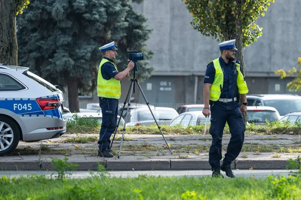 Trafik Polisinin Polonya Devriyesi — Stok fotoğraf