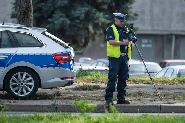 Polski Patrol Policji Drogowej — Zdjęcie stockowe