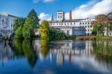 Polonya 'nın Lodz şehrinde. Beyaz Fabrika Görünümü.