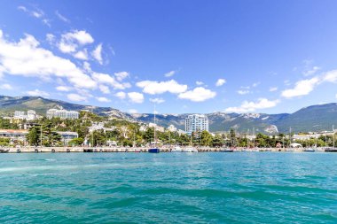 The southern coast of Crimea. View from the sea. Sea coast. Yalta.