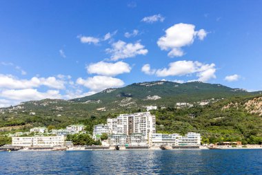 The southern coast of Crimea. View from the sea. Sea coast. Yalta.