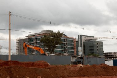 Brasilia DF, Brezilya, 10 Kasım 2021: Kuzeybatı Brasilia 'da 103 ve 106 Bloktaki Yeni Apartman Binaları İnşaat, nam-ı diğer Setor Noroeste 