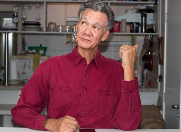 Mature Man Home Bored Thinking What — Stock Photo, Image