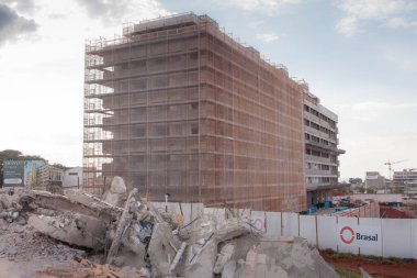 Brasilia, DF Brezilya 12 Mayıs 2022 Kuzeybatı Brasilia 'da Yeni Apartman Binalarının İnşaatı, nam-ı diğer Noroeste Sektörü