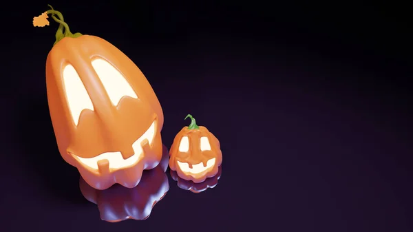 Halloween Funny Lantern Jack Pumpkins Gradient Background Rendering — Stock Photo, Image